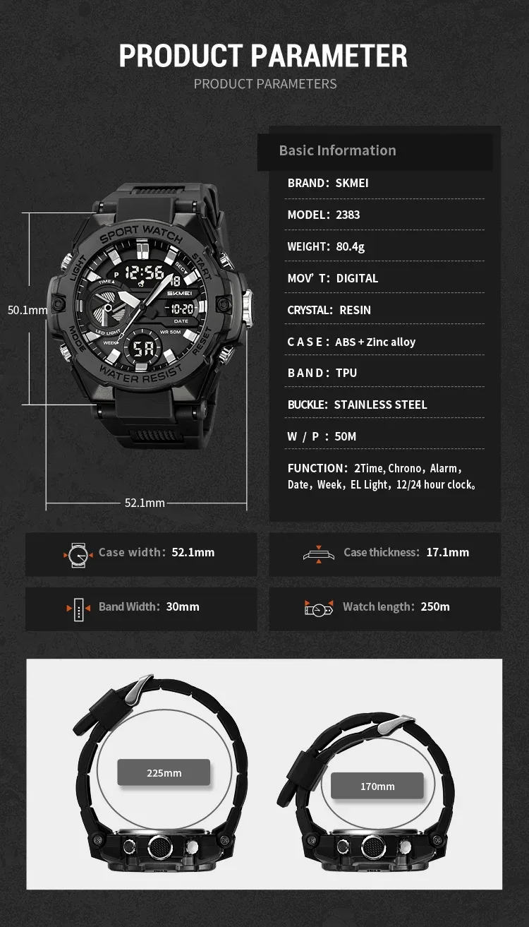 SKMEI Sports Digital Electronic Watch Fashion Business Quartz Watches For Men Women LED Light Waterproof Wristwatch Reloj Hombre