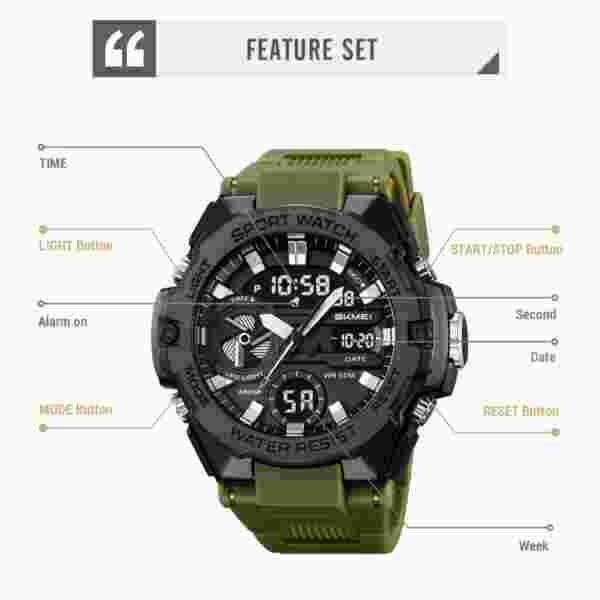 Skmei 2383 Multifunction Digital Sports Watch with Dual Time, Stopwatch and LED Light (50M Waterproof) - Image 5
