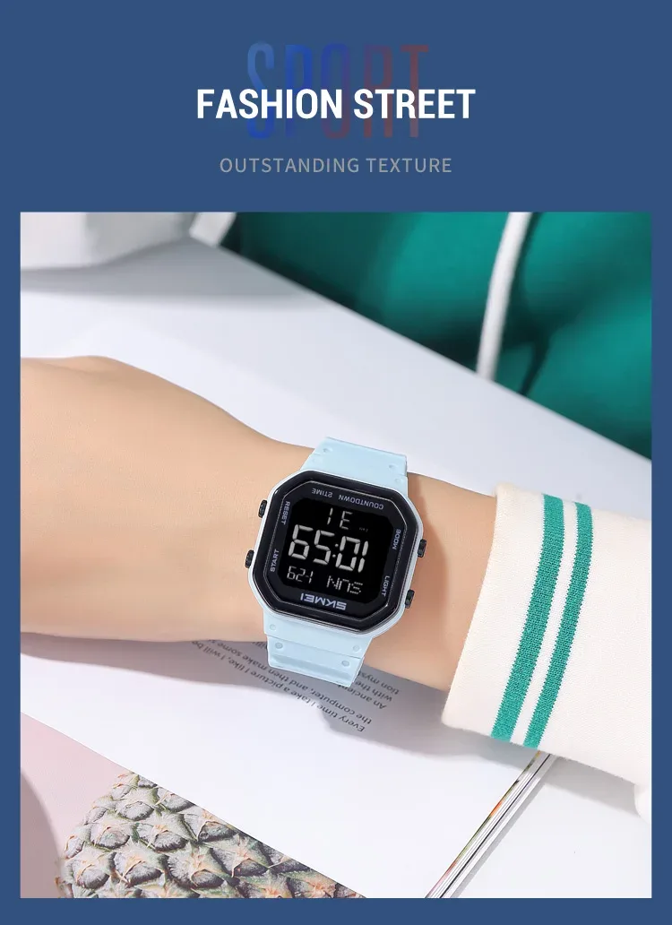 SKMEI EL Light Waterproof Electronic Watches Sports Digital Wristwatch For Men Women Students Chrono Military Watch Reloj Hombre