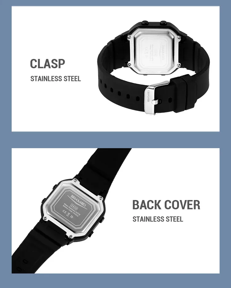 SKMEI EL Light Waterproof Electronic Watches Sports Digital Wristwatch For Men Women Students Chrono Military Watch Reloj Hombre