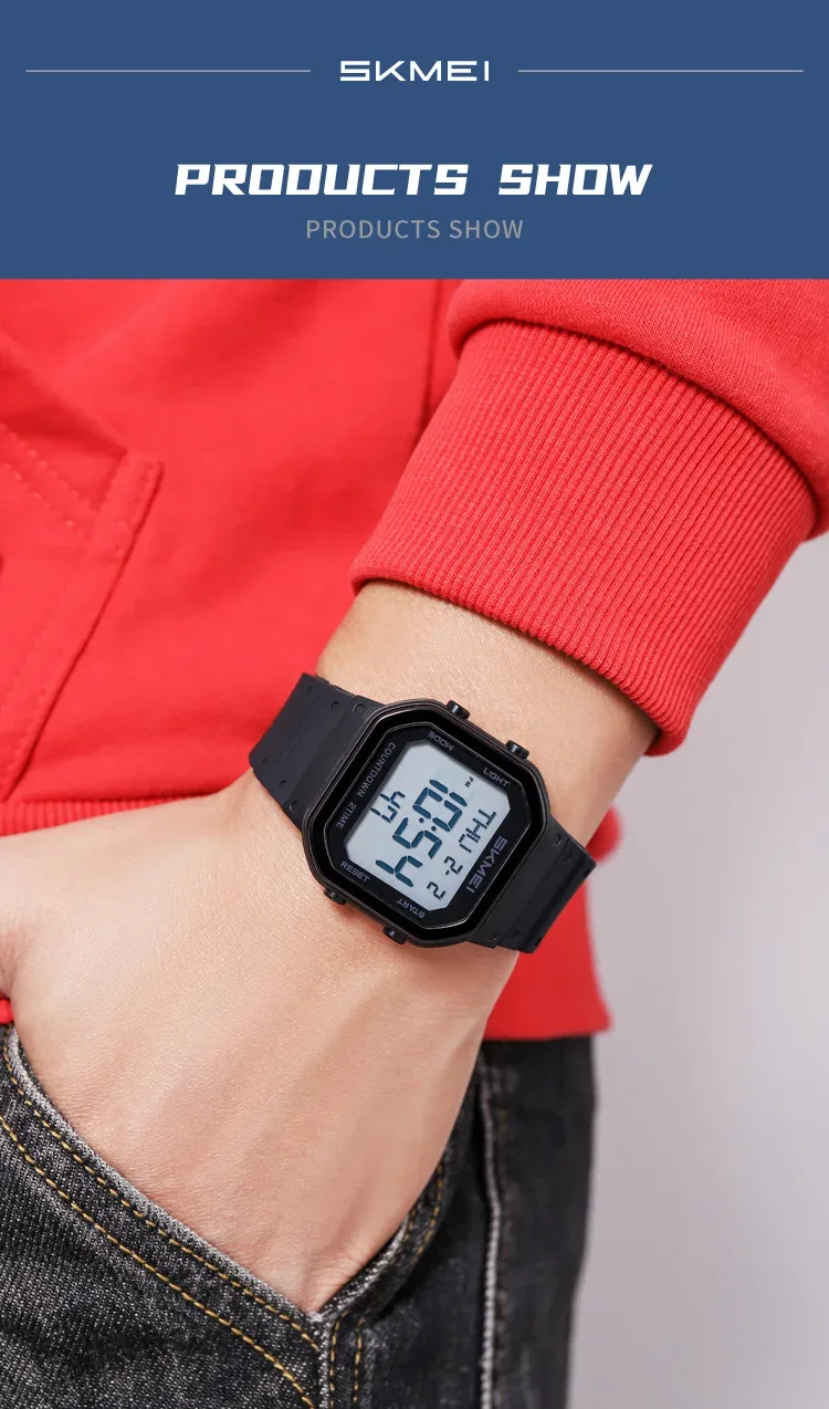 SKMEI EL Light Waterproof Electronic Watches Sports Digital Wristwatch For Men Women Students Chrono Military Watch Reloj Hombre
