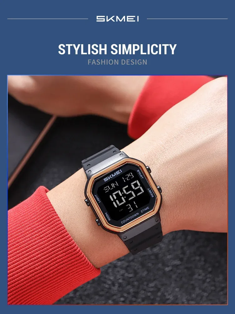 SKMEI EL Light Waterproof Electronic Watches Sports Digital Wristwatch For Men Women Students Chrono Military Watch Reloj Hombre