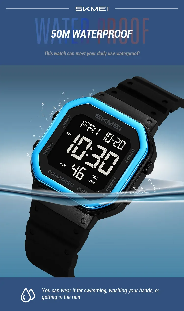 SKMEI EL Light Waterproof Electronic Watches Sports Digital Wristwatch For Men Women Students Chrono Military Watch Reloj Hombre