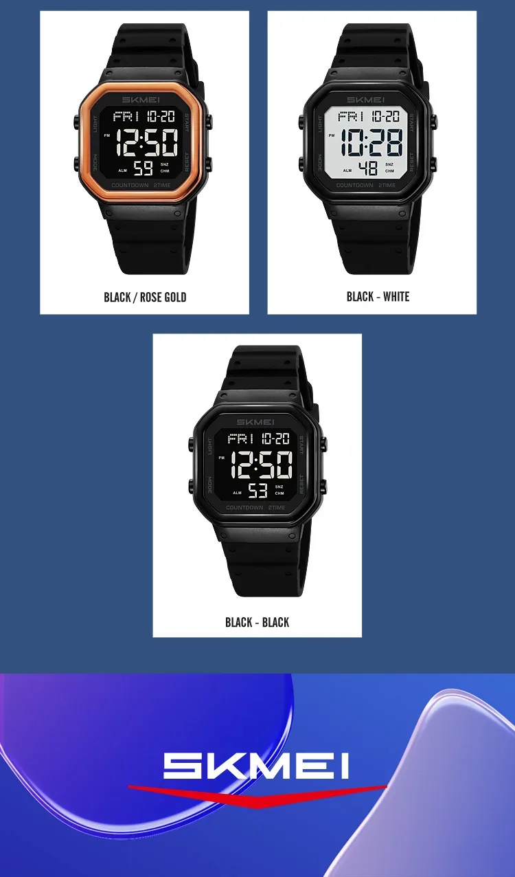 SKMEI EL Light Waterproof Electronic Watches Sports Digital Wristwatch For Men Women Students Chrono Military Watch Reloj Hombre