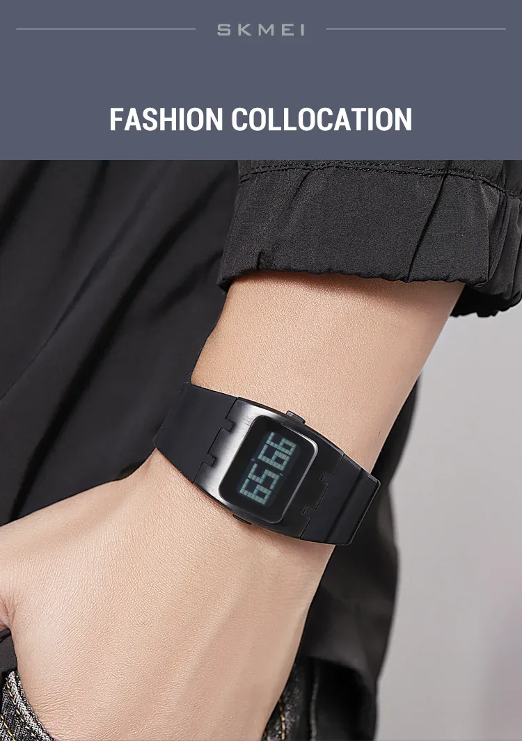 SKMEI Casual Waterproof Electronics Watches Sports Digital Wristwatch For Mens Women Students LED Display Shockproof Watch Reloj