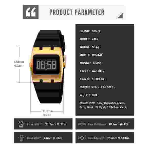 Skmei 2415 Multifunctional Digital Metal Fashion Watch with EL Light (30M Waterproof) - Image 6