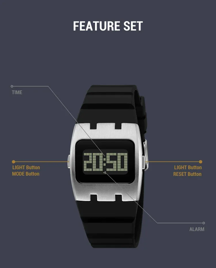 SKMEI Casual Waterproof Electronics Watches Sports Digital Wristwatch For Mens Women Students LED Display Shockproof Watch Reloj