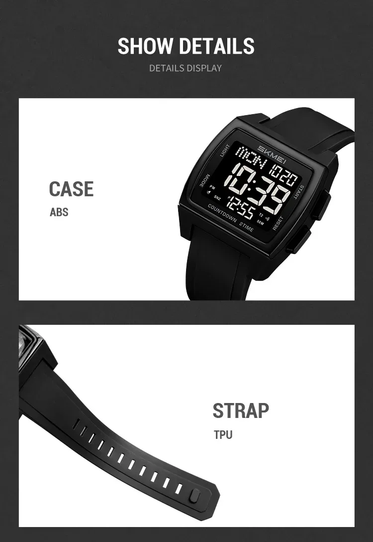 SKMEI Casual Multifunctional Waterproof Electronic Watches Sports Digital Wristwatch For Men Women Shockproof Watch Reloj Hombre