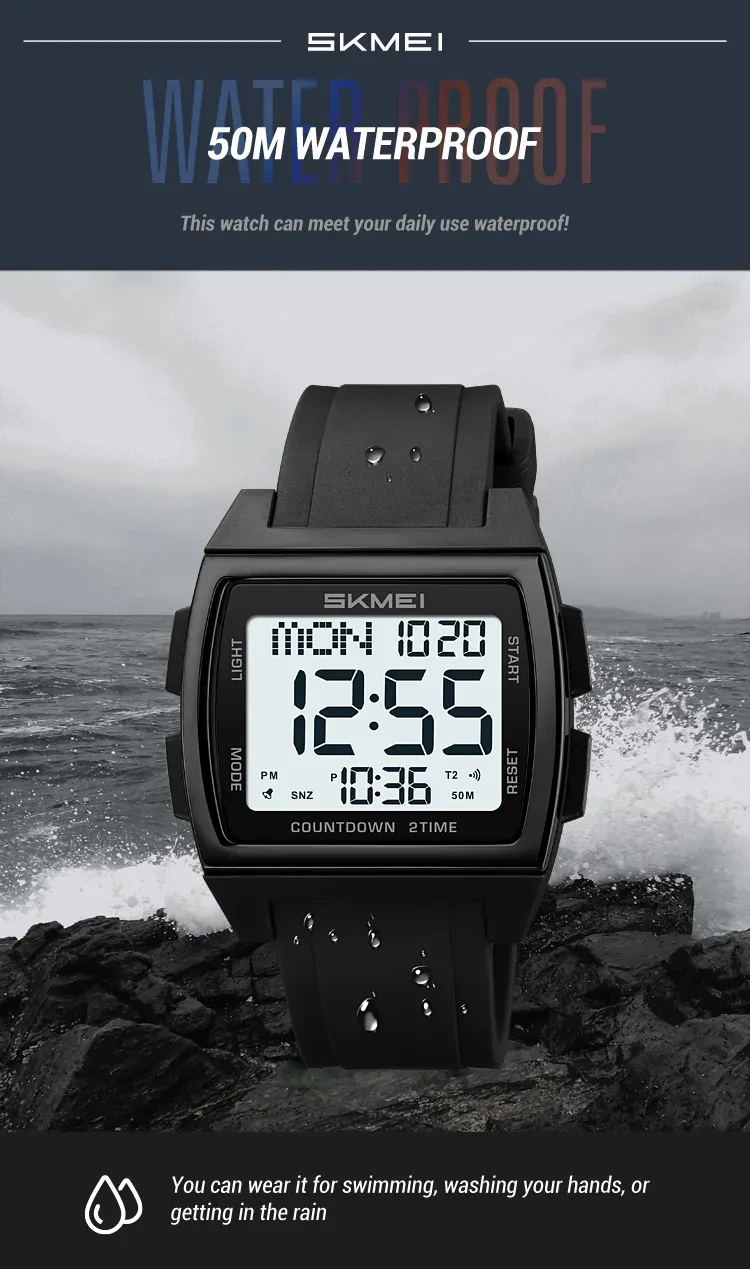 SKMEI Casual Multifunctional Waterproof Electronic Watches Sports Digital Wristwatch For Men Women Shockproof Watch Reloj Hombre