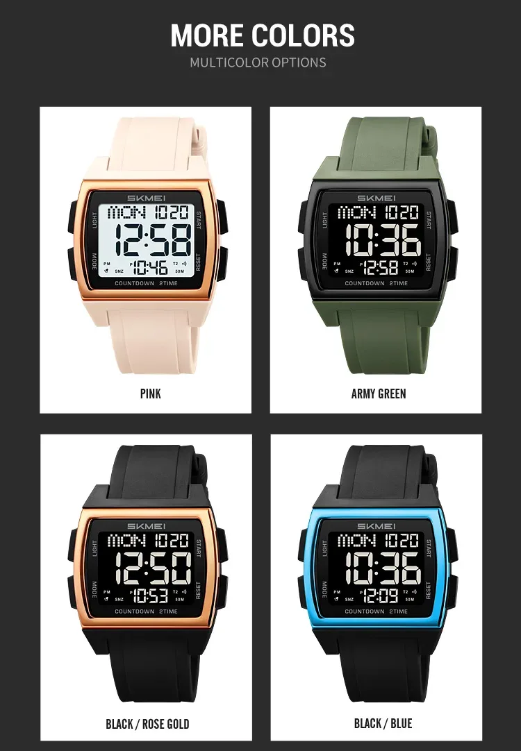 SKMEI Casual Multifunctional Waterproof Electronic Watches Sports Digital Wristwatch For Men Women Shockproof Watch Reloj Hombre