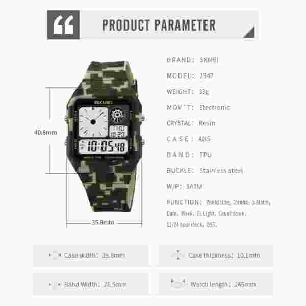 Skmei 2347 Multifunctional Digital Sport Watch for Men with World Time (30M Waterproof) - Image 6