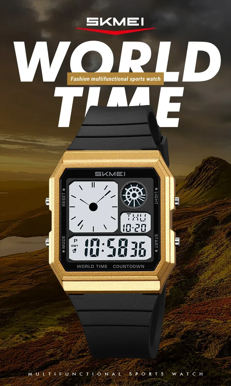 SKMEI Youth Leisure Digital Electronics Watch Women Waterproof World Time Sport Wristwatches Men's Luminous Watches Reloj Hombre