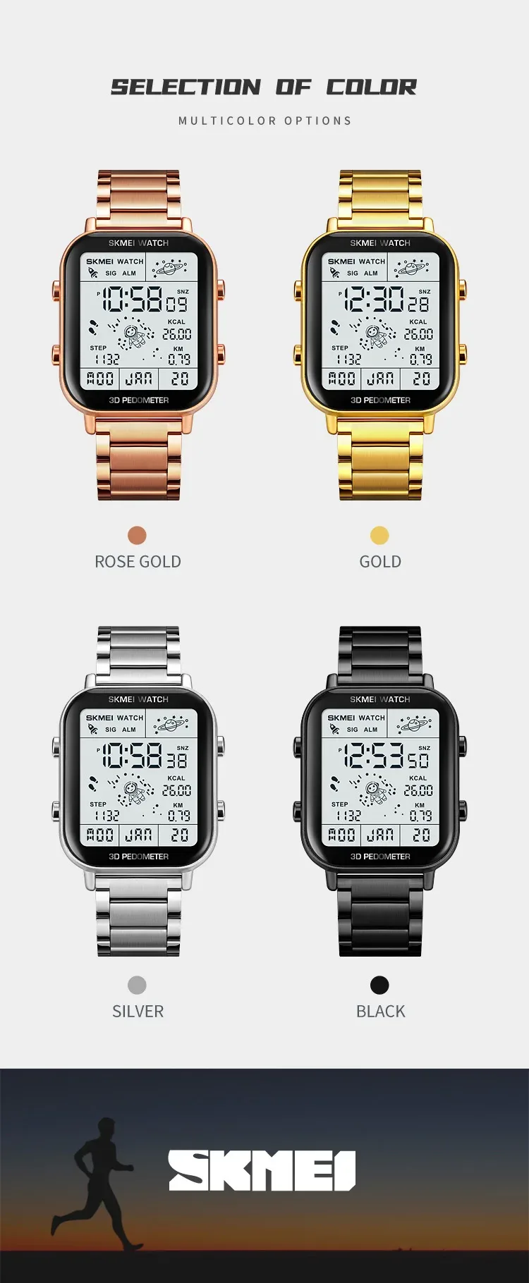 SKMEI Sport Pedometer Calorie Calculation Digital Watches Gifts Men Women Wristwatches and Bracelet Stopwatch Watch Reloj Hombre