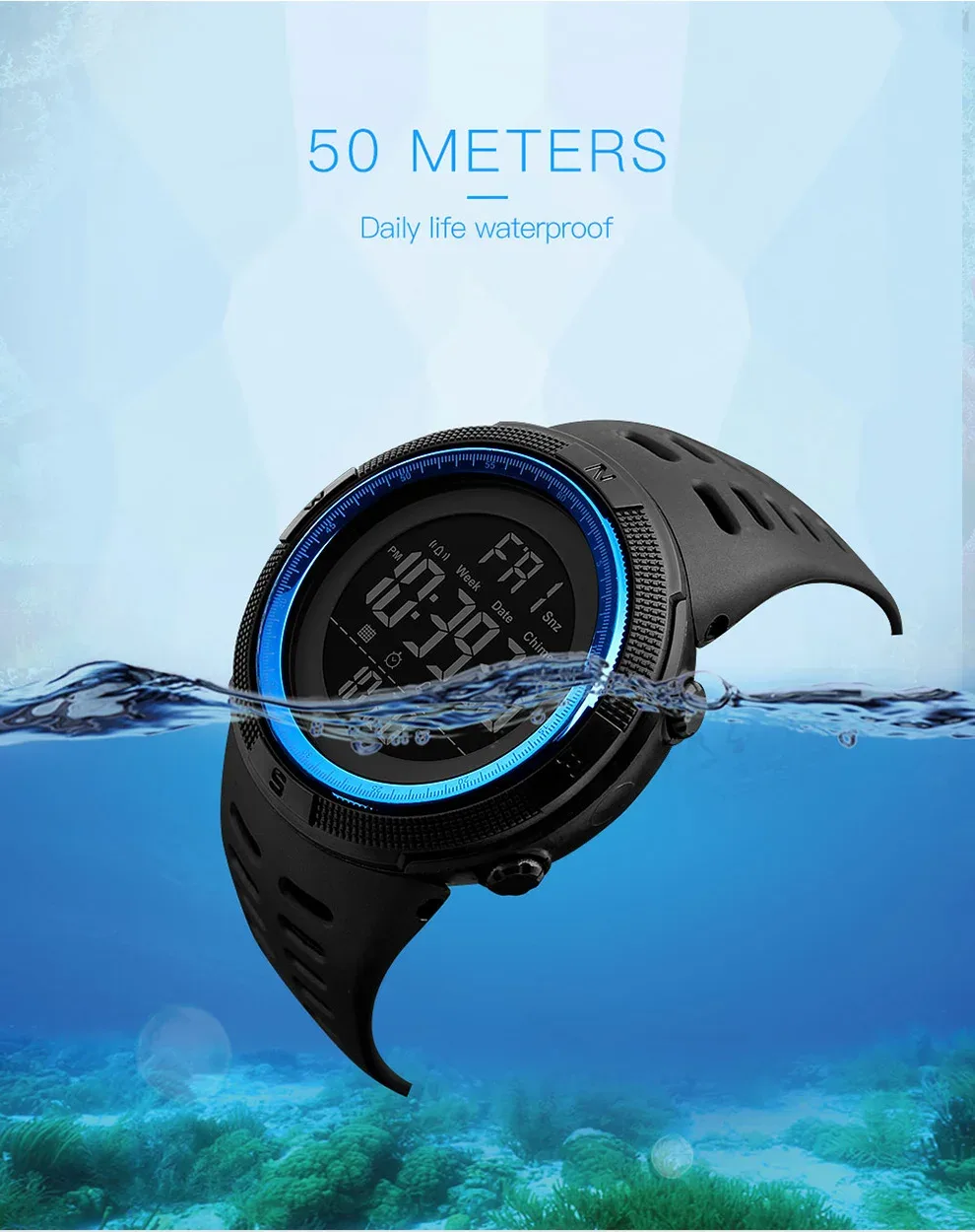 SKMEI Multifunction Large Dial Digital Watches Outdoor Sports Watch For Men Women Waterproof Electronics Wristwatch and Bracelet