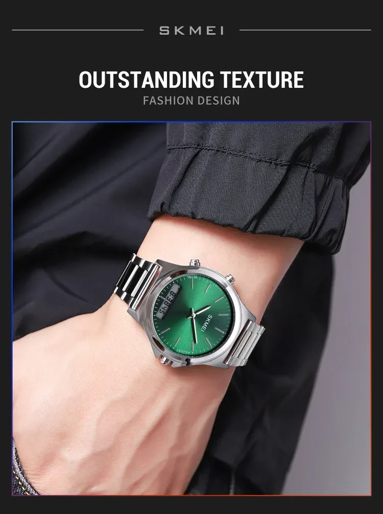 SKMEI Stainless Steel Strip Display Digital Watches For Men Women Luxury Waterproof Quartz Wristwatches and Bracele Reloj Hombre