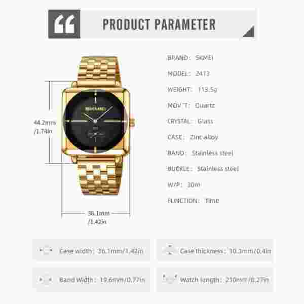 Skmei 2413 Minimalist Stainless Steel Watch for Men and Women with 30M Water Resistance - Image 6