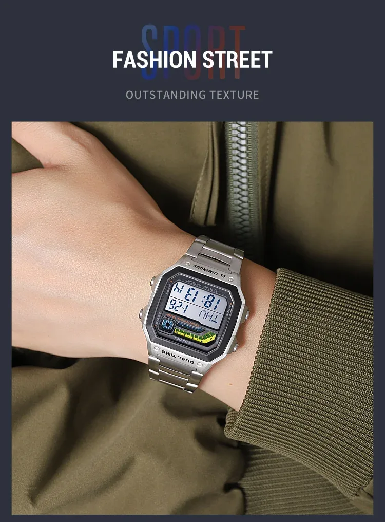 SKMEI Sports 5Bar Waterproof Military Wristwatches For Men Women Countdown Outdoor Digital Electronics Watch and Bracelet Gifts