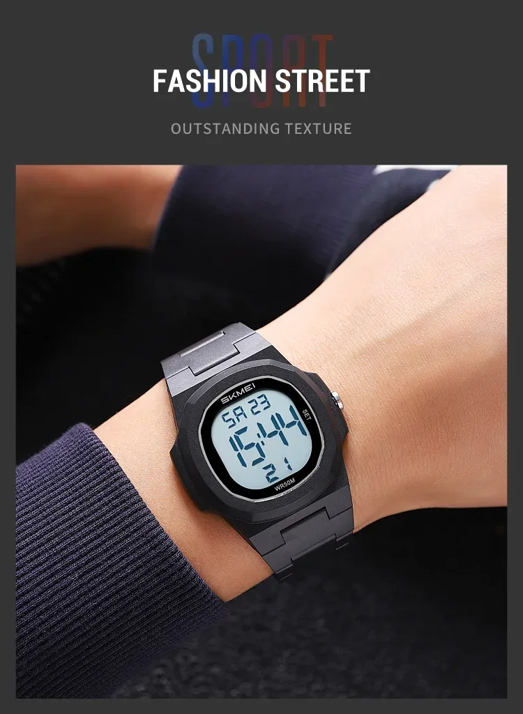 SKMEI Fashion Waterproof Electronic Watches Sports Digital Wristwatch For Men Women Creative Count Down Timer Watch Reloj Hombre
