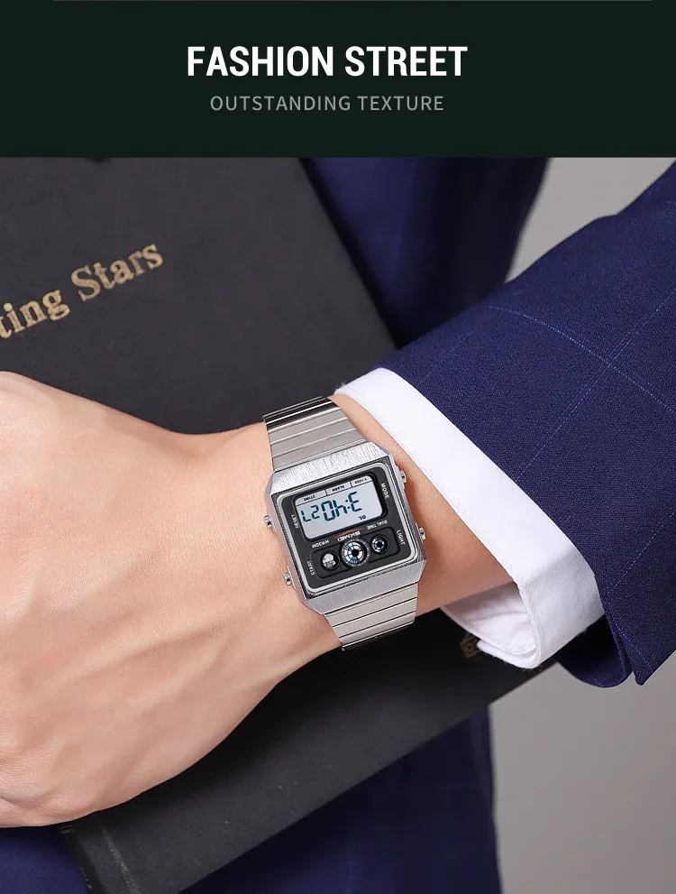 SKMEI Waterproof Electronics Watches Fashion Digital Wristwatch For Men Women Creative Stainless Steel Strip Watch Reloj Hombre