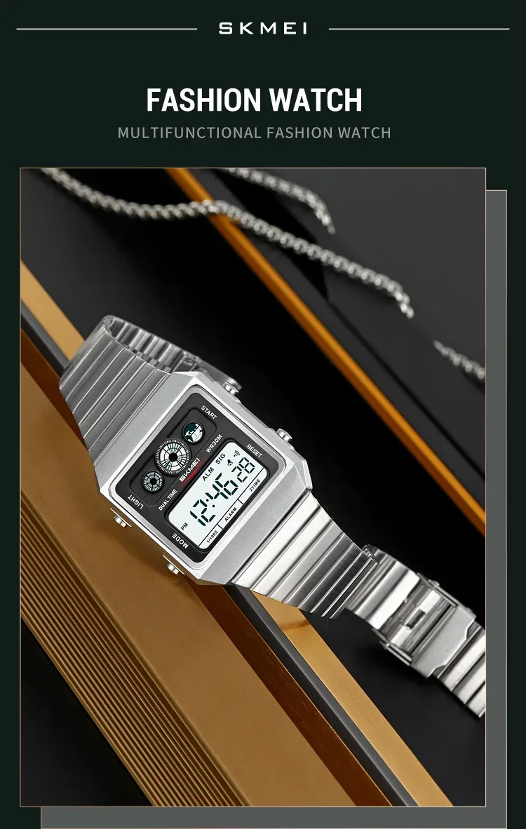 SKMEI Waterproof Electronics Watches Fashion Digital Wristwatch For Men Women Creative Stainless Steel Strip Watch Reloj Hombre