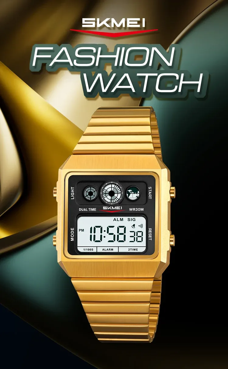 SKMEI Waterproof Electronics Watches Fashion Digital Wristwatch For Men Women Creative Stainless Steel Strip Watch Reloj Hombre
