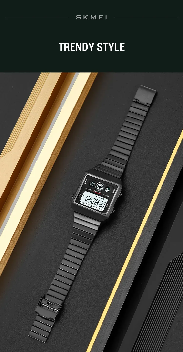 SKMEI Waterproof Electronics Watches Fashion Digital Wristwatch For Men Women Creative Stainless Steel Strip Watch Reloj Hombre
