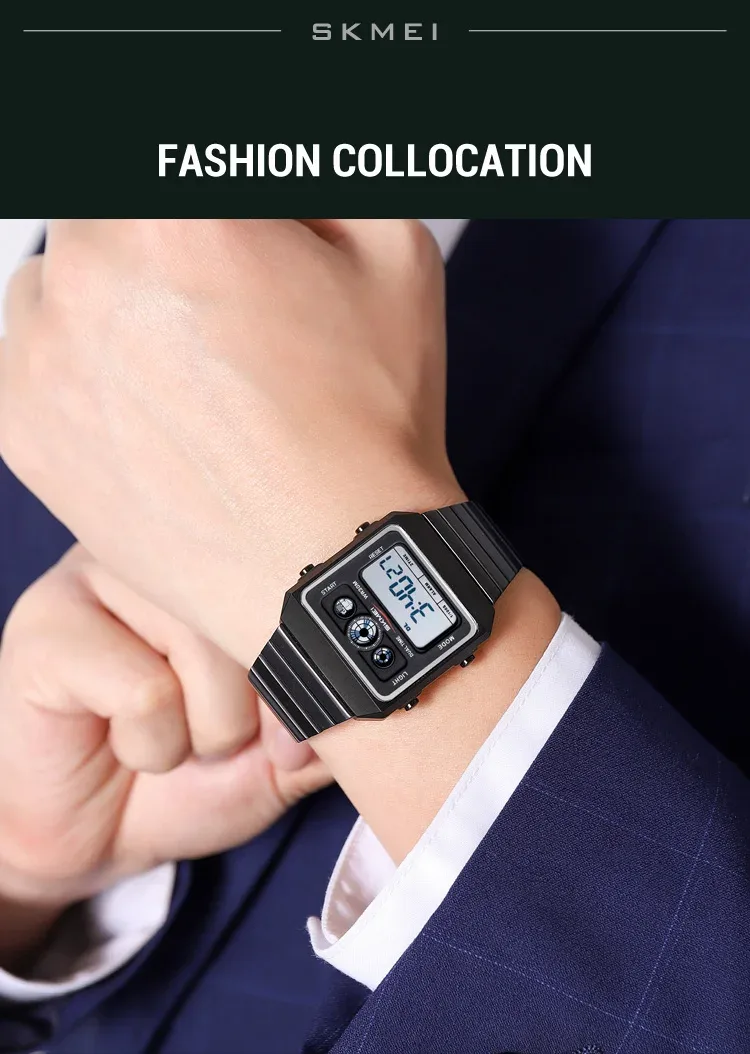 SKMEI Waterproof Electronics Watches Fashion Digital Wristwatch For Men Women Creative Stainless Steel Strip Watch Reloj Hombre
