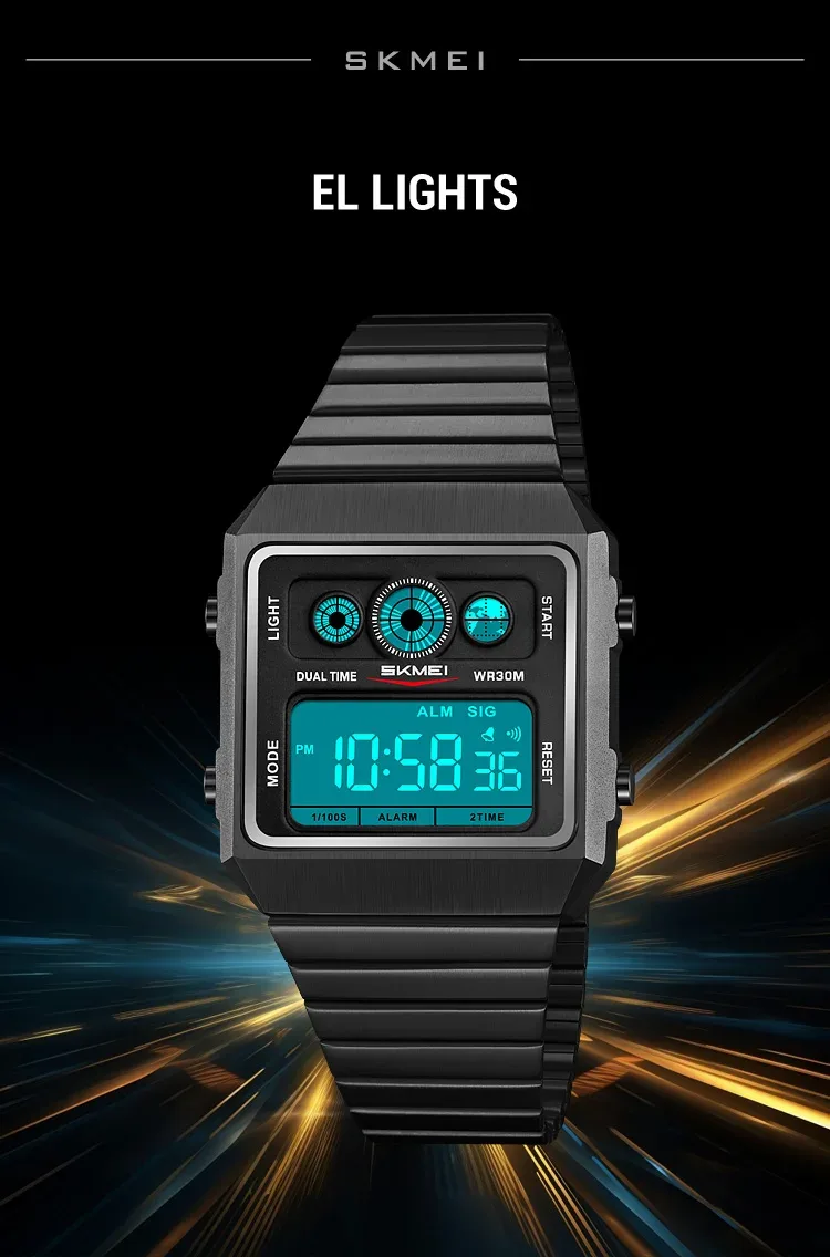 SKMEI Waterproof Electronics Watches Fashion Digital Wristwatch For Men Women Creative Stainless Steel Strip Watch Reloj Hombre