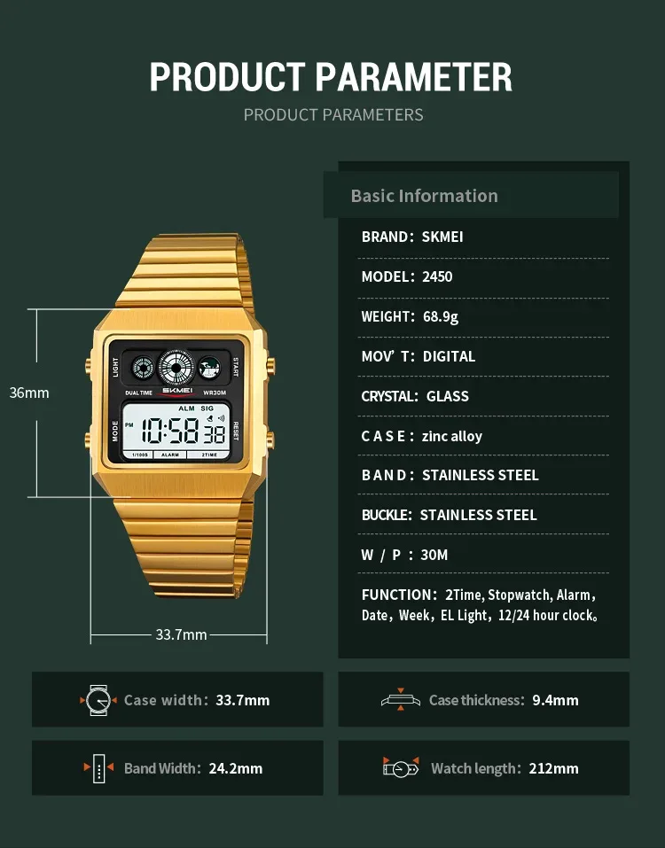 SKMEI Waterproof Electronics Watches Fashion Digital Wristwatch For Men Women Creative Stainless Steel Strip Watch Reloj Hombre
