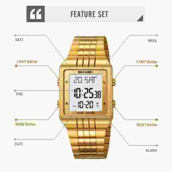SKMEI 2335 Digital Multifunction Watch with Stainless Steel Band - Image 5