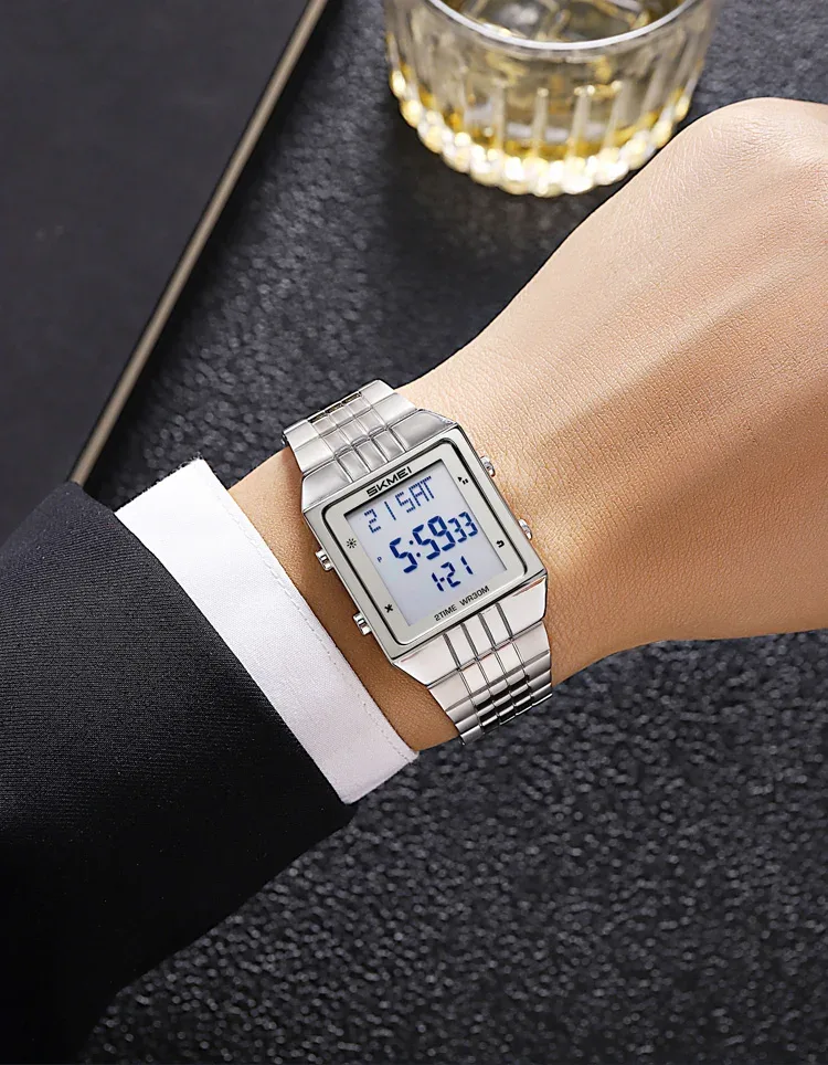 SKMEI Business Digital Electronic Watch Fashion Watches For Men Women Waterproof Stainless Steel Strip Wristwatches Reloj Hombre