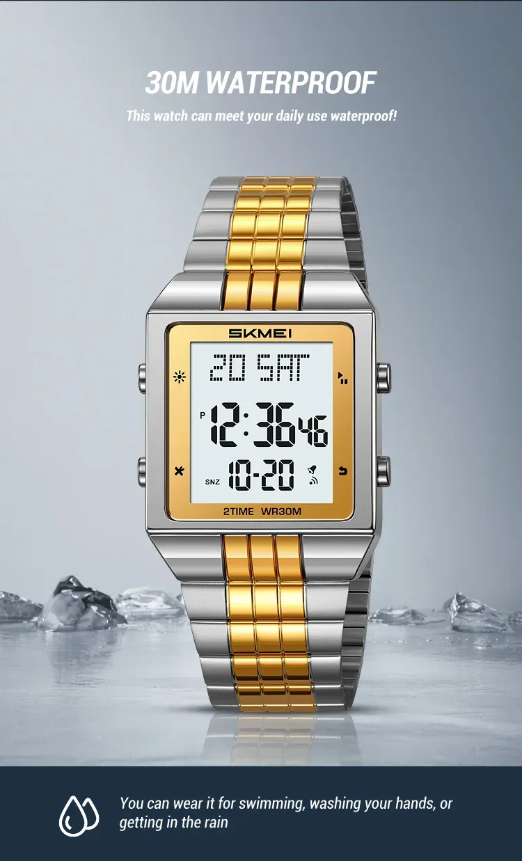 SKMEI Business Digital Electronic Watch Fashion Watches For Men Women Waterproof Stainless Steel Strip Wristwatches Reloj Hombre