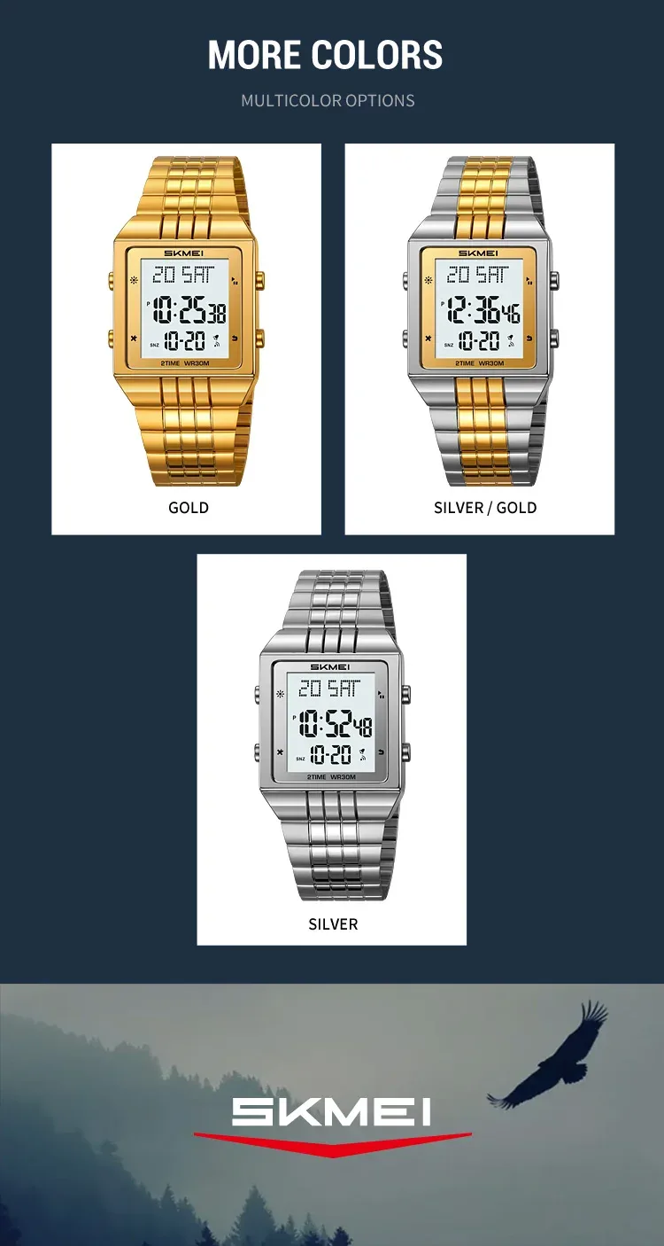 SKMEI Business Digital Electronic Watch Fashion Watches For Men Women Waterproof Stainless Steel Strip Wristwatches Reloj Hombre