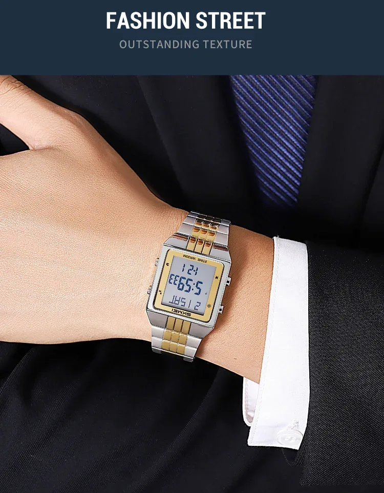 SKMEI Business Digital Electronic Watch Fashion Watches For Men Women Waterproof Stainless Steel Strip Wristwatches Reloj Hombre
