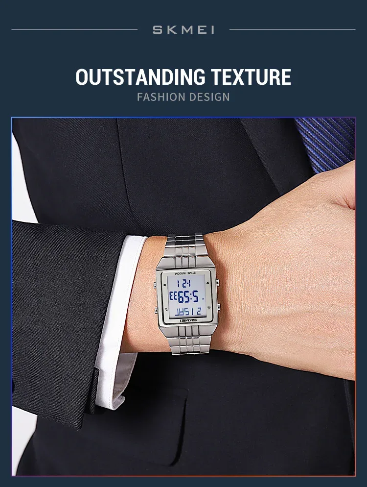 SKMEI Business Digital Electronic Watch Fashion Watches For Men Women Waterproof Stainless Steel Strip Wristwatches Reloj Hombre