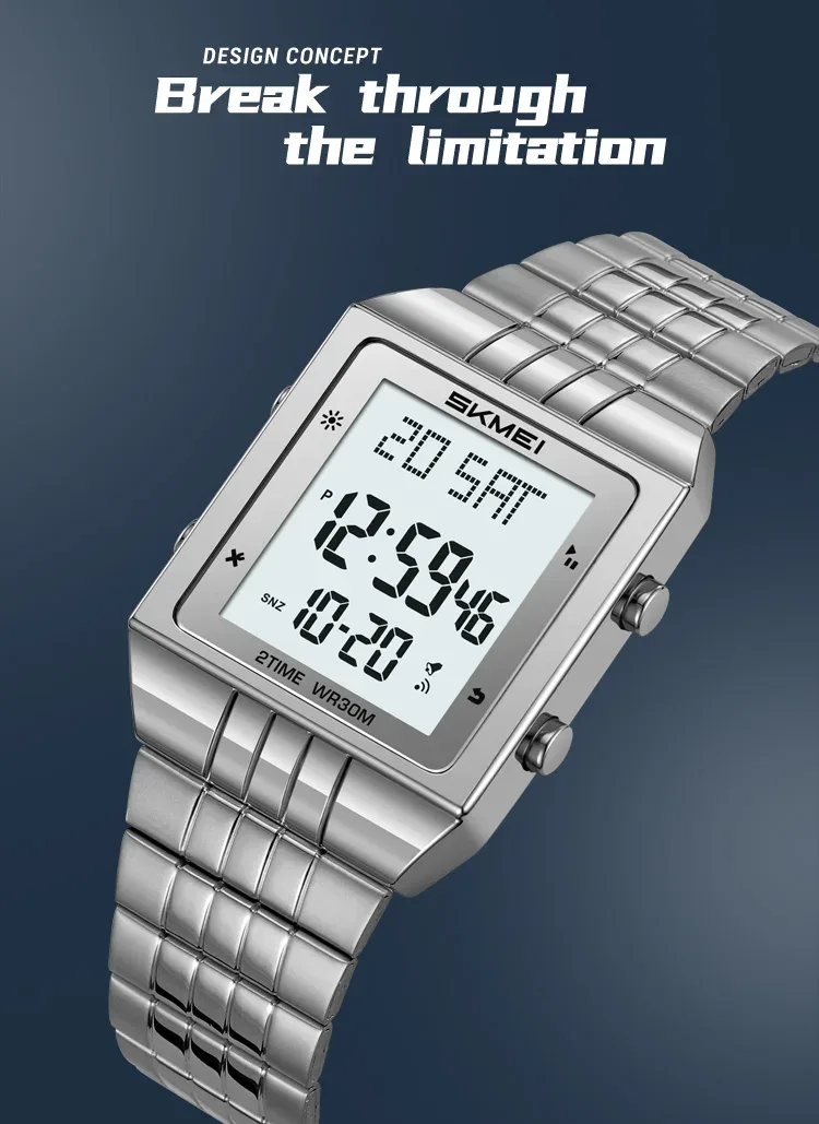 SKMEI Business Digital Electronic Watch Fashion Watches For Men Women Waterproof Stainless Steel Strip Wristwatches Reloj Hombre