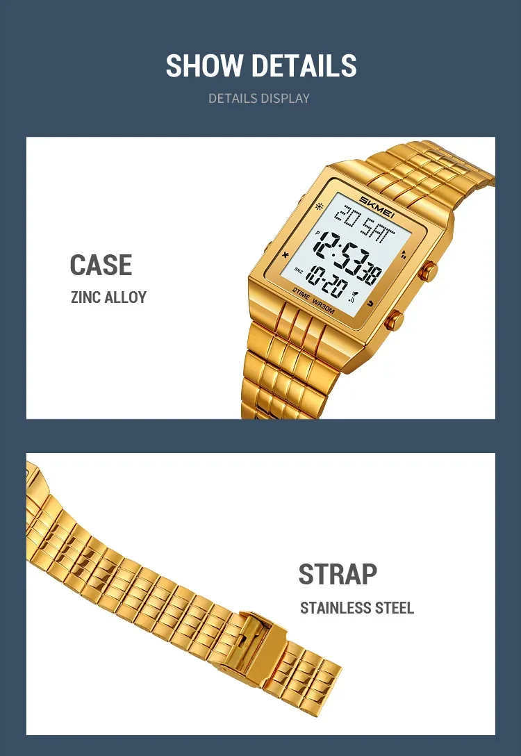 SKMEI Business Digital Electronic Watch Fashion Watches For Men Women Waterproof Stainless Steel Strip Wristwatches Reloj Hombre