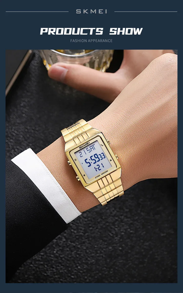 SKMEI Business Digital Electronic Watch Fashion Watches For Men Women Waterproof Stainless Steel Strip Wristwatches Reloj Hombre