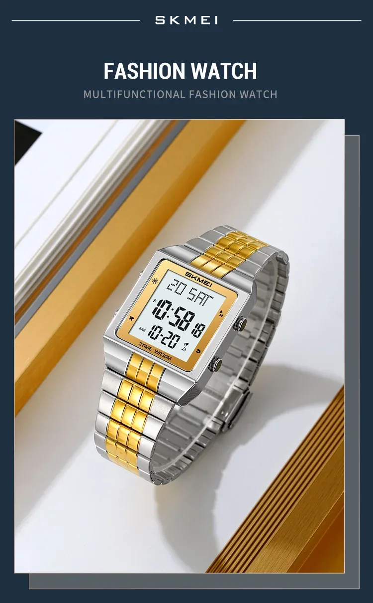 SKMEI Business Digital Electronic Watch Fashion Watches For Men Women Waterproof Stainless Steel Strip Wristwatches Reloj Hombre