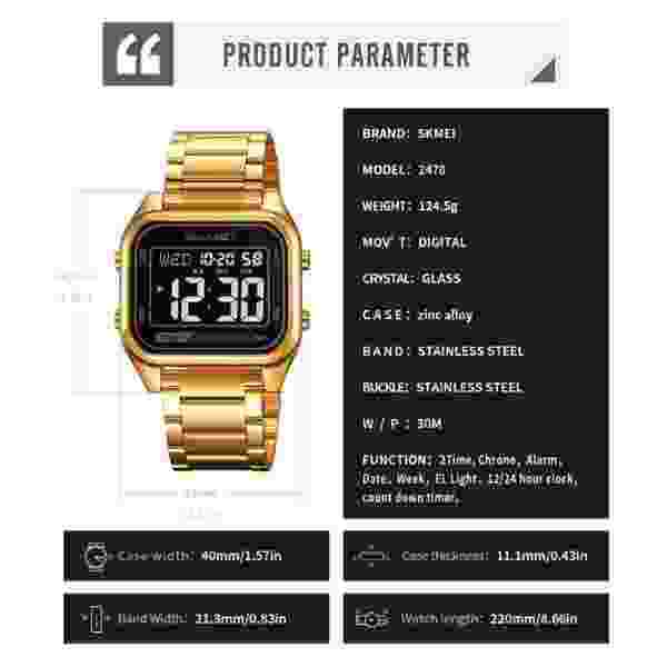 SKMEI Digital Multifunction Sports Watch for Men with Dual Time and Alarm - Image 6