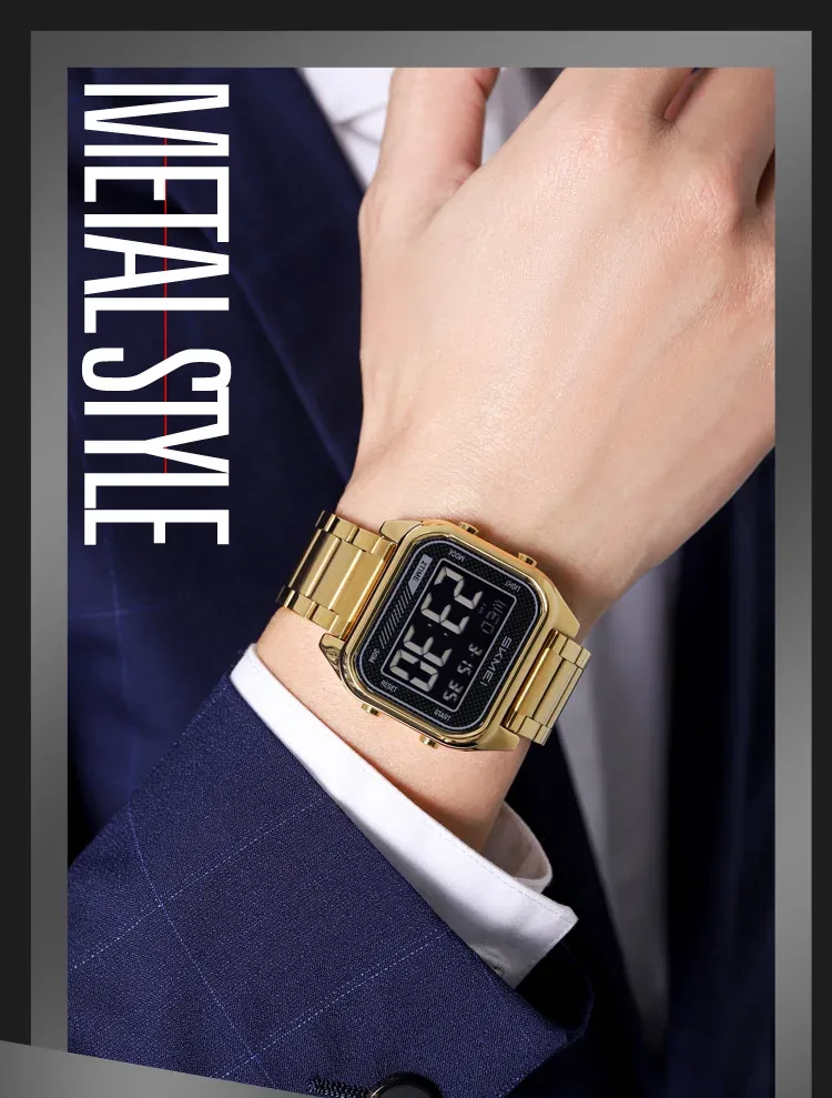 SKMEI EL Light Digital Electronics Watch For Men Women Fashion Casual 3Bar Waterproof Chrono Alarm Clock Wristwatch Reloj Hombre