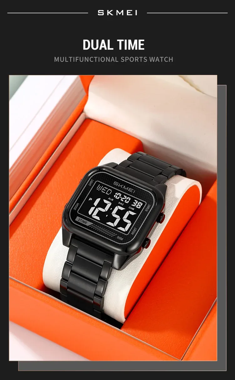 SKMEI EL Light Digital Electronics Watch For Men Women Fashion Casual 3Bar Waterproof Chrono Alarm Clock Wristwatch Reloj Hombre