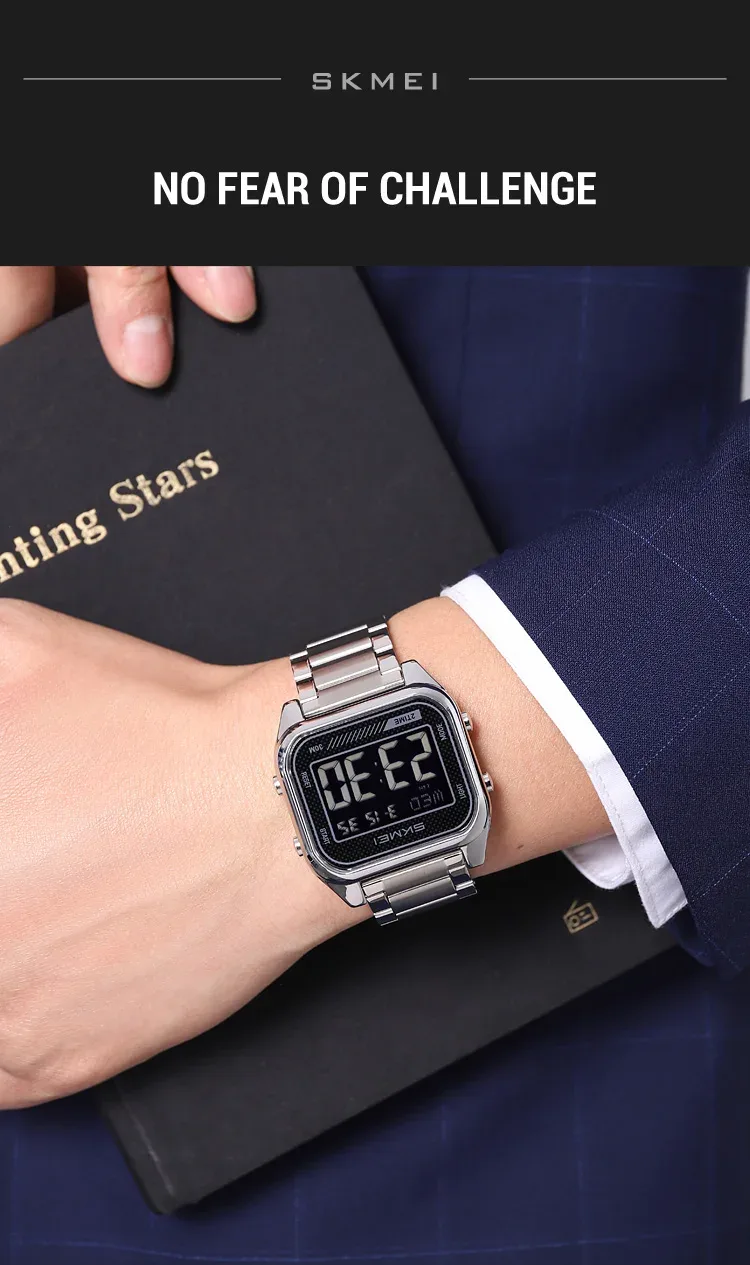 SKMEI EL Light Digital Electronics Watch For Men Women Fashion Casual 3Bar Waterproof Chrono Alarm Clock Wristwatch Reloj Hombre