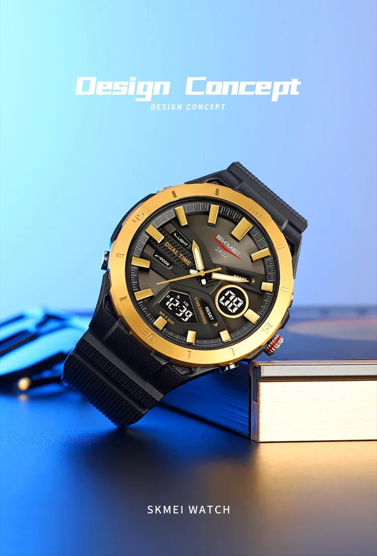 SKMEI Large Dial Digital Electronic Watch Fashion Business Quartz Watches For Men 5Bar Waterproof Quartz Wristwatch Reloj Hombre