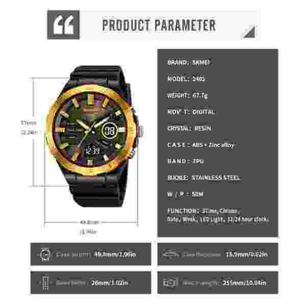SKMEI 2402 Multifunctional Digital Sports Watch for Men with 50M Water Resistance - Image 6