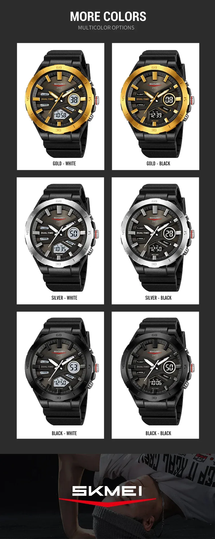 SKMEI Large Dial Digital Electronic Watch Fashion Business Quartz Watches For Men 5Bar Waterproof Quartz Wristwatch Reloj Hombre