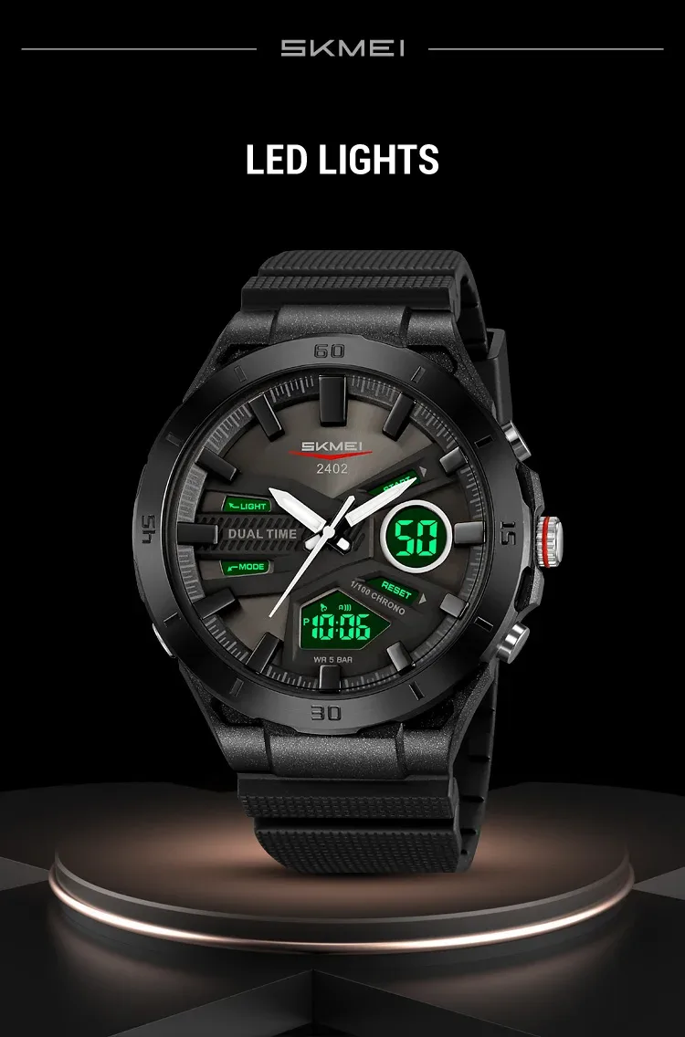 SKMEI Large Dial Digital Electronic Watch Fashion Business Quartz Watches For Men 5Bar Waterproof Quartz Wristwatch Reloj Hombre