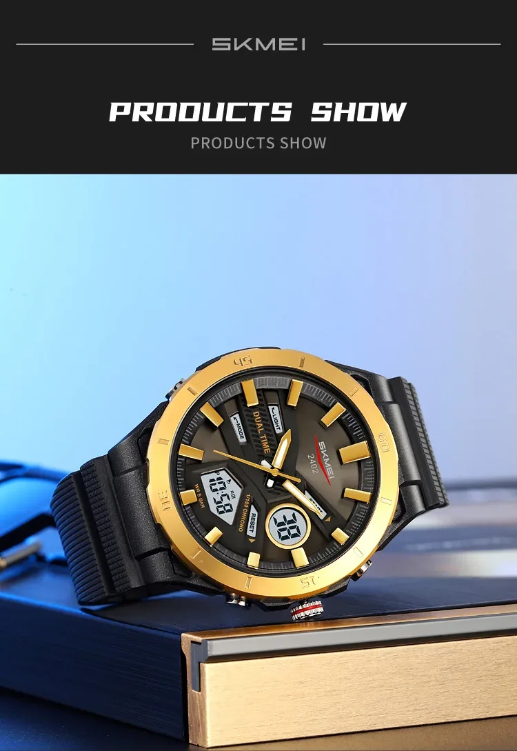 SKMEI Large Dial Digital Electronic Watch Fashion Business Quartz Watches For Men 5Bar Waterproof Quartz Wristwatch Reloj Hombre