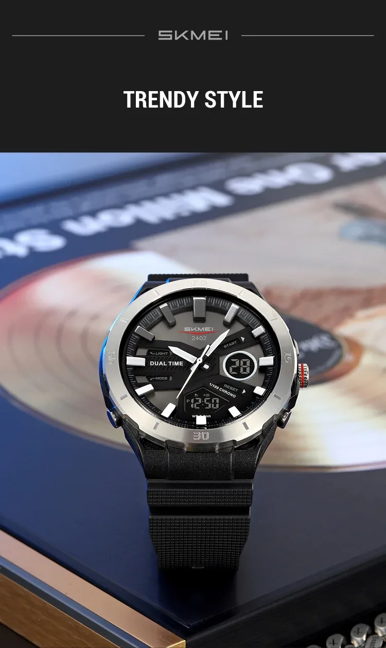 SKMEI Large Dial Digital Electronic Watch Fashion Business Quartz Watches For Men 5Bar Waterproof Quartz Wristwatch Reloj Hombre