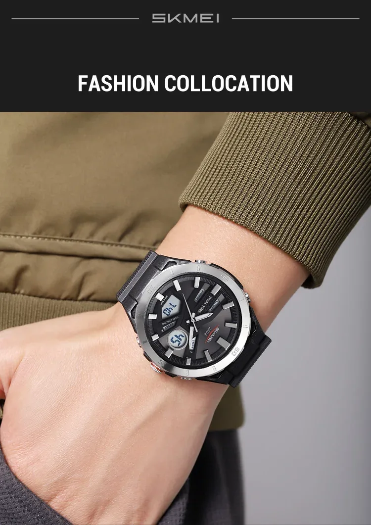 SKMEI Large Dial Digital Electronic Watch Fashion Business Quartz Watches For Men 5Bar Waterproof Quartz Wristwatch Reloj Hombre